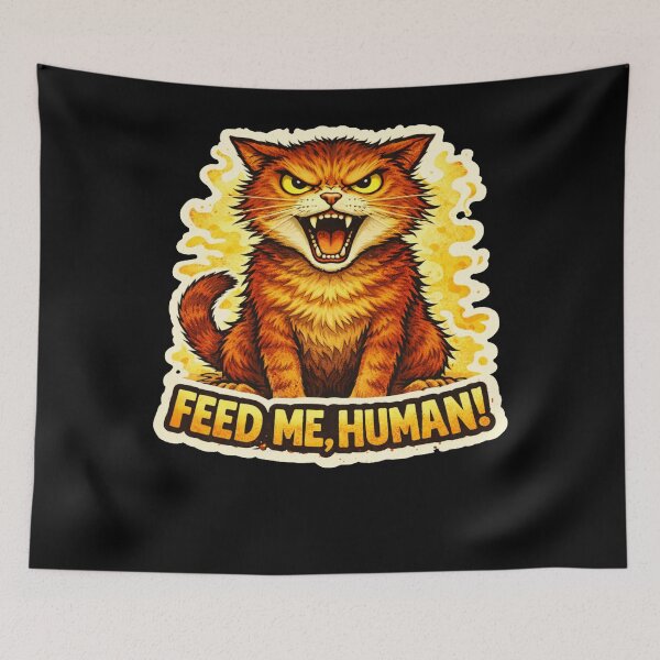 Item preview, Stoner & Psychonaut Cats – Feed Me, Human! – Gift for Stoners • Retro Comics • Vintage Halftone designed and sold by JacobKAurumhead.