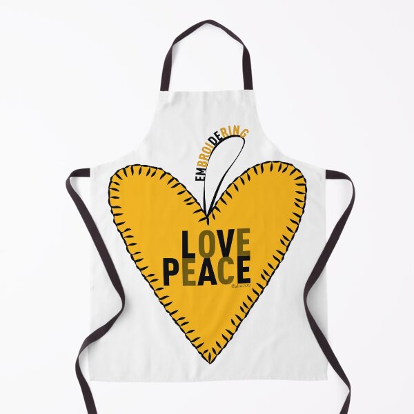 Item preview, Embroidering Love & Peace • Yellow • designed and sold by Arbol100.