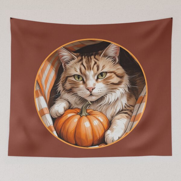 Item preview, Cozy Vibes Only | Kawaii Autumn Cat in Blanket with Pumpkin designed and sold by Design_Your_Day.