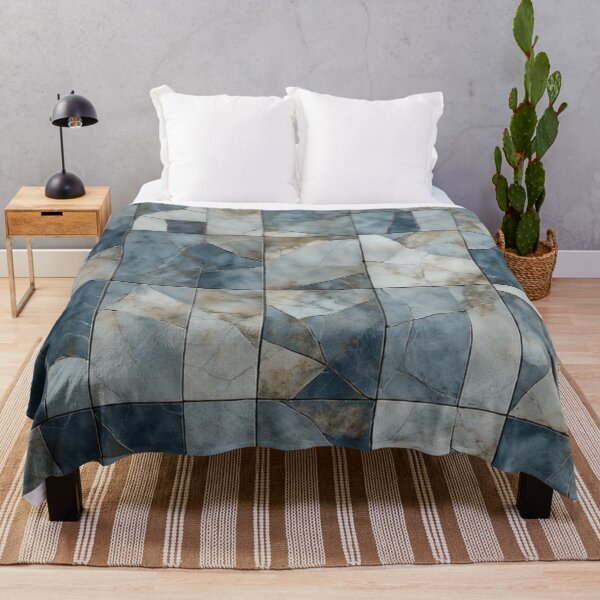 Item preview, Abstract Blue Gray Stone Tile Mosaic Grid designed and sold by Virtuals1.