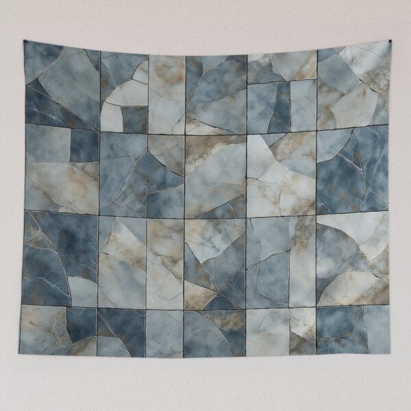 Item preview, Abstract Blue Gray Stone Tile Mosaic Grid designed and sold by Virtuals1.