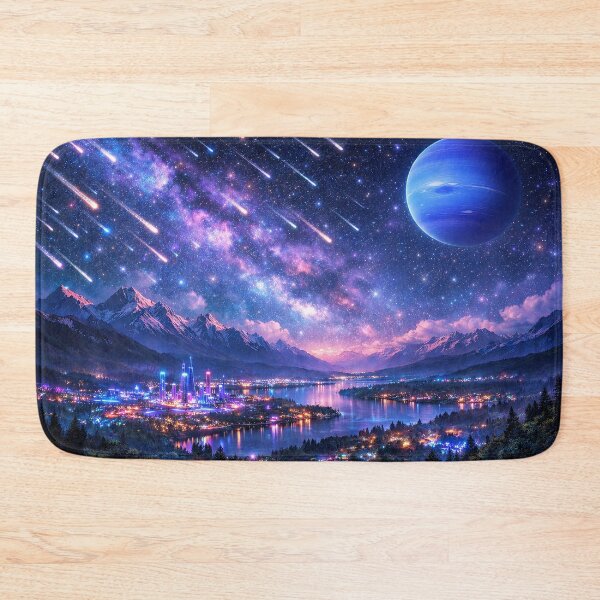 Item preview, Neptune City Under a Meteor Shower designed and sold by ImaginingNebulae.