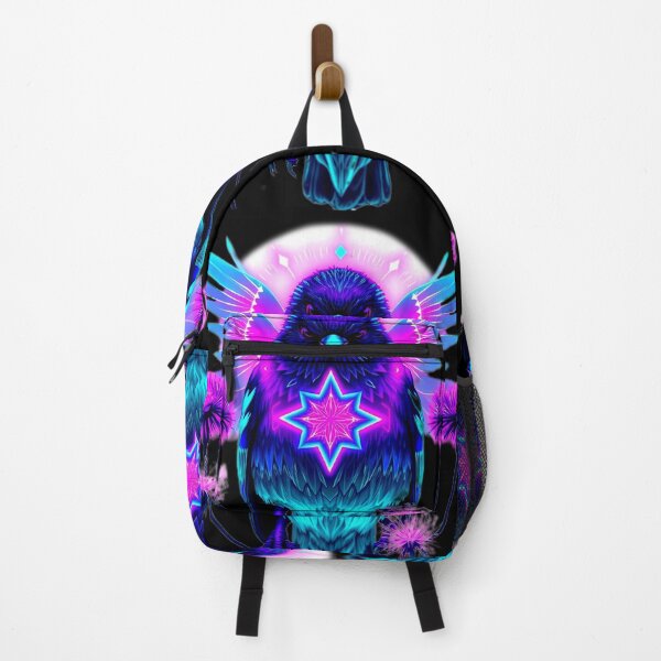 Item preview, Sparrow with Neon Wings and Central Star – Futuristic Bird Art designed and sold by Naturalite19.