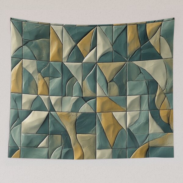 Item preview, Curved Harmony: Abstract Geometric Tile Relief designed and sold by Virtuals1.