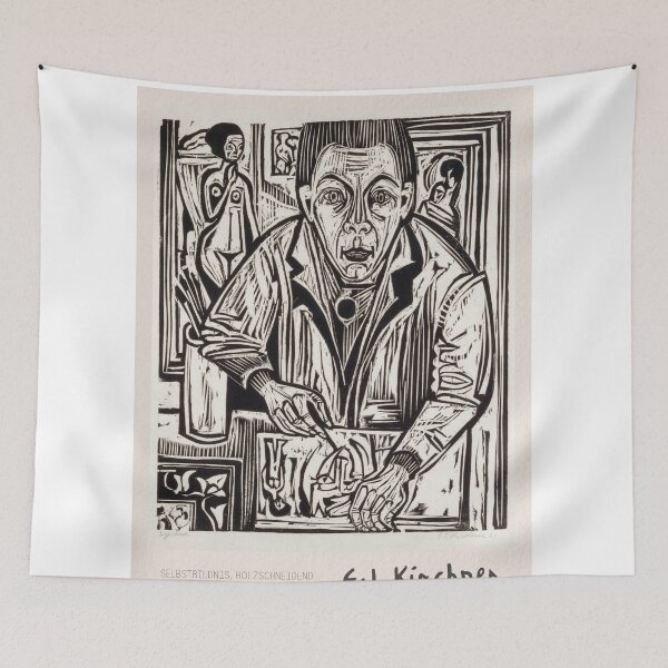 Item preview, Ernst Ludwig Kirchner Woodcut Self Portrait designed and sold by LaFabricaArt.