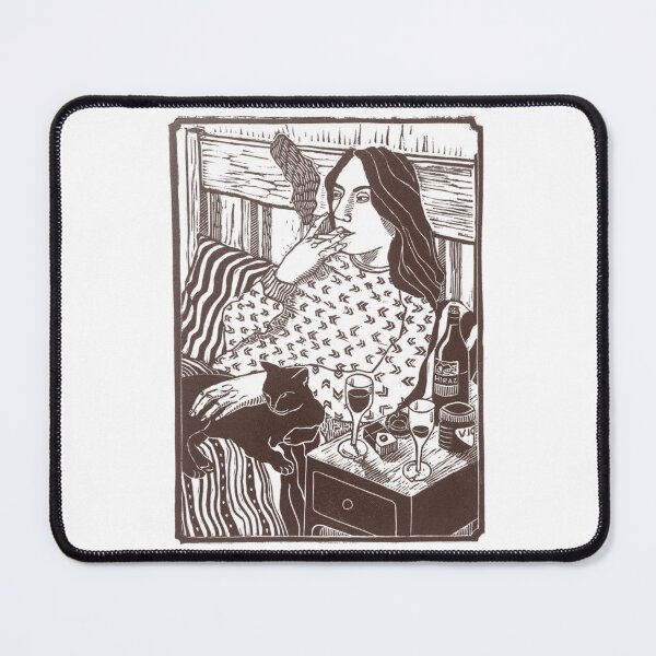 Item preview, cigarette in bed / linocut print designed and sold by AveryShazz.