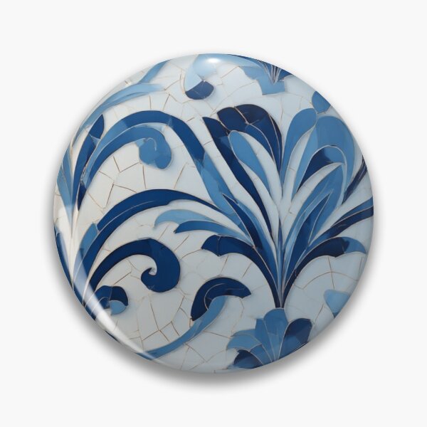 Item preview, Azure Elegance: Ornamental Floral Ceramic Tile Pattern designed and sold by Virtuals1.