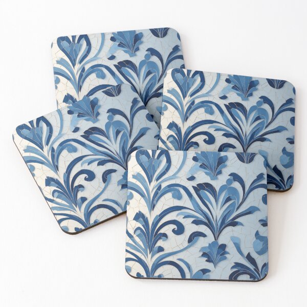 Item preview, Azure Elegance: Ornamental Floral Ceramic Tile Pattern designed and sold by Virtuals1.
