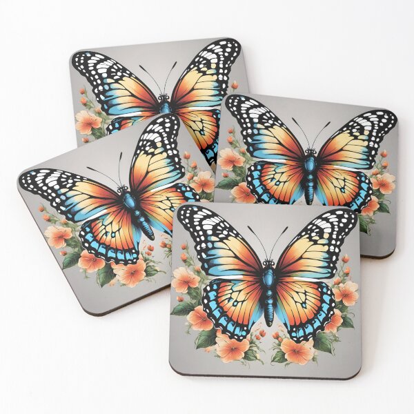 Item preview, Vibrant Monarch Butterfly with Peach Blossoms designed and sold by CASASIS_MERCH.