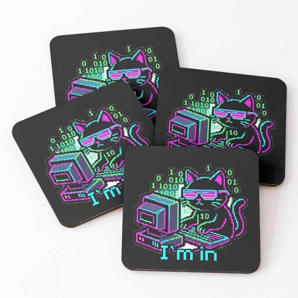 Item preview, Funny Hacker Cat Retro Synthwave - I'm In designed and sold by ClubChaos.