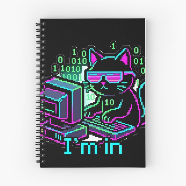 Item preview, Funny Hacker Cat Retro Synthwave - I'm In designed and sold by ClubChaos.
