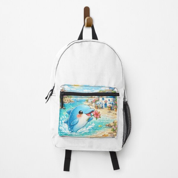 Item preview, Kos Greece – Cute Kawaii Dolphin Island Illustration designed and sold by Paws-nd-Prints.