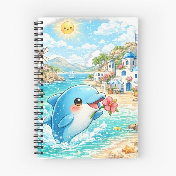 Item preview, Kos Greece – Cute Kawaii Dolphin Island Illustration designed and sold by Paws-nd-Prints.
