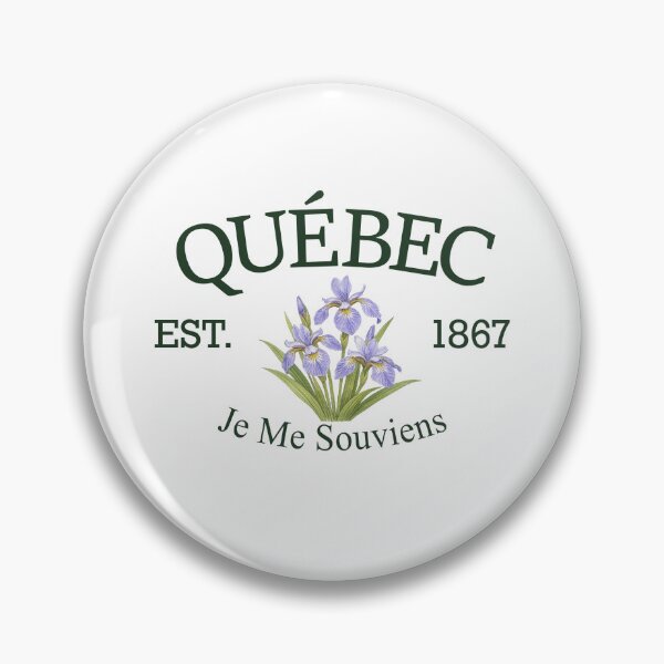 Item preview, Je Me Souviens - Vintage Québec Blue Flag Iris (Green Text on White) designed and sold by Moth and Moonstone Shop.