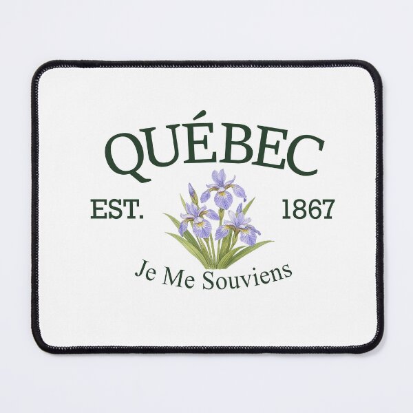 Item preview, Je Me Souviens - Vintage Québec Blue Flag Iris (Green Text on White) designed and sold by Moth and Moonstone Shop.