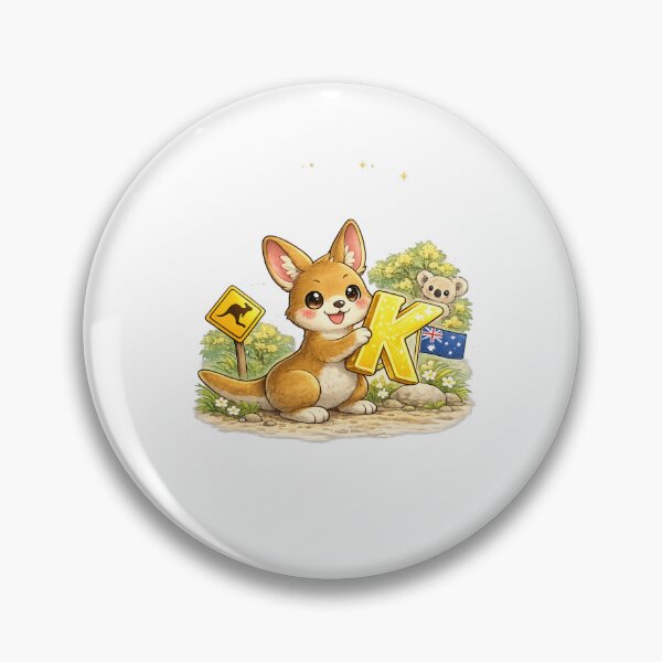 Item preview, Letter K – Cute Kawaii Kangaroo Alphabet Illustration designed and sold by Paws-nd-Prints.