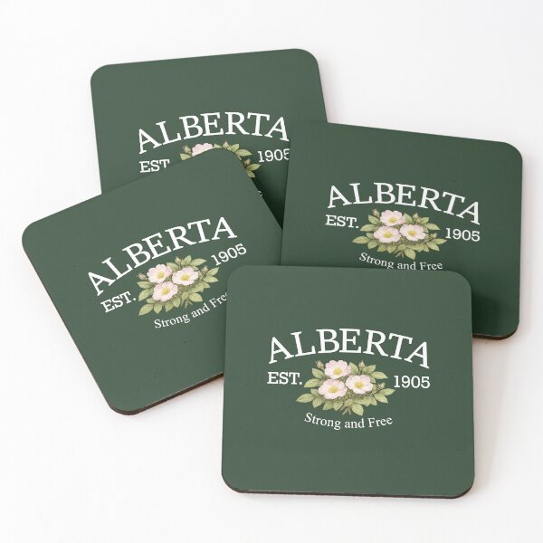 Item preview, Strong and Free - Vintage Alberta Wild Rose (White Text on Green) designed and sold by Moth and Moonstone Shop.