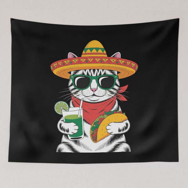 Item preview, Cinco De Mayo Cat Lovers Tacos Fiesta Humor Meow designed and sold by duolastgend.
