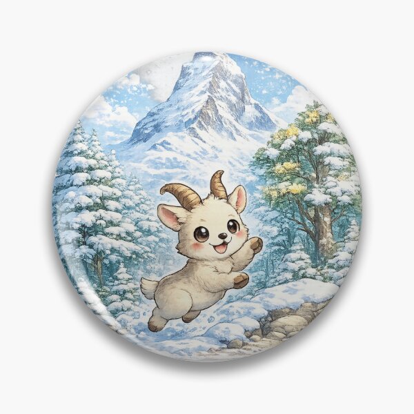 Item preview, Matterhorn – Cute Kawaii Mountain Goat in Snowy Swiss Alps designed and sold by Paws-nd-Prints.