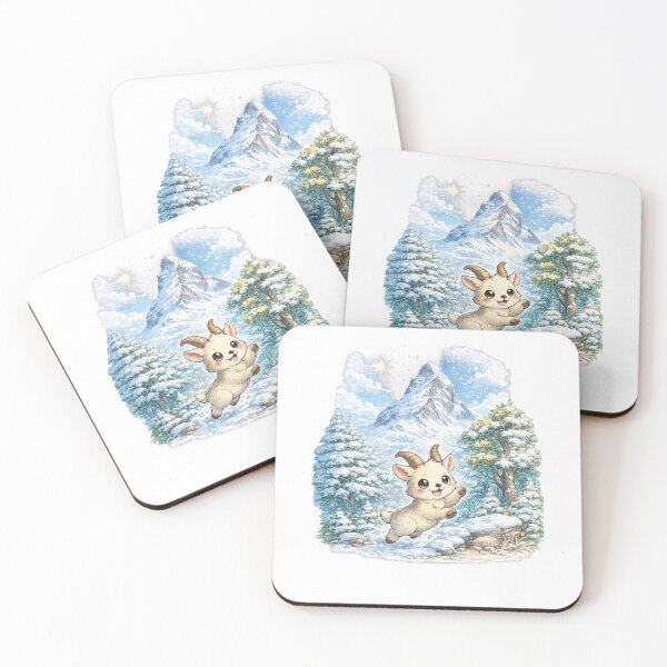 Item preview, Matterhorn – Cute Kawaii Mountain Goat in Snowy Swiss Alps designed and sold by Paws-nd-Prints.