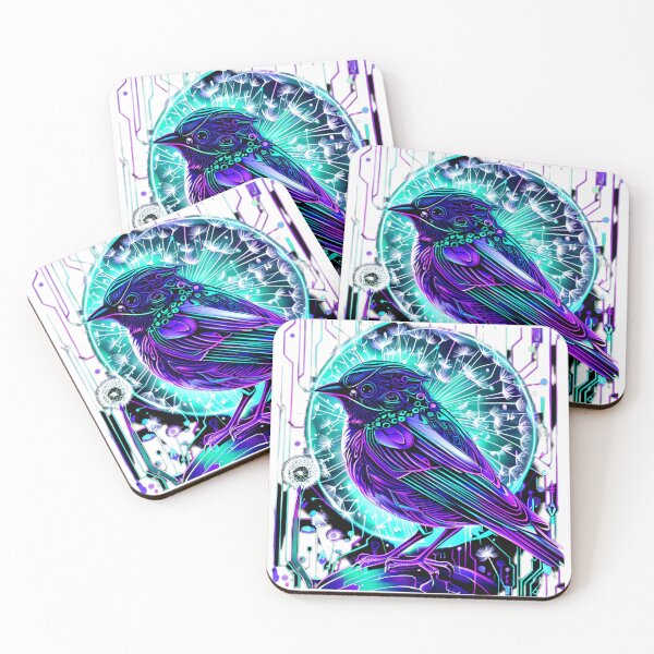 Item preview, Highly Geometric Cyberpunk Sparrow with Neon Lines – Futuristic Line Art designed and sold by Naturalite19.
