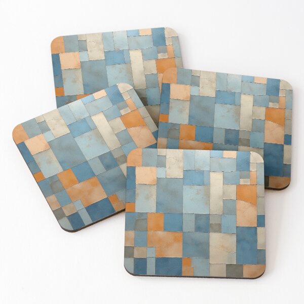 Item preview, Modern Geometric Mosaic in Blue and Warm Earth Tones designed and sold by Virtuals1.