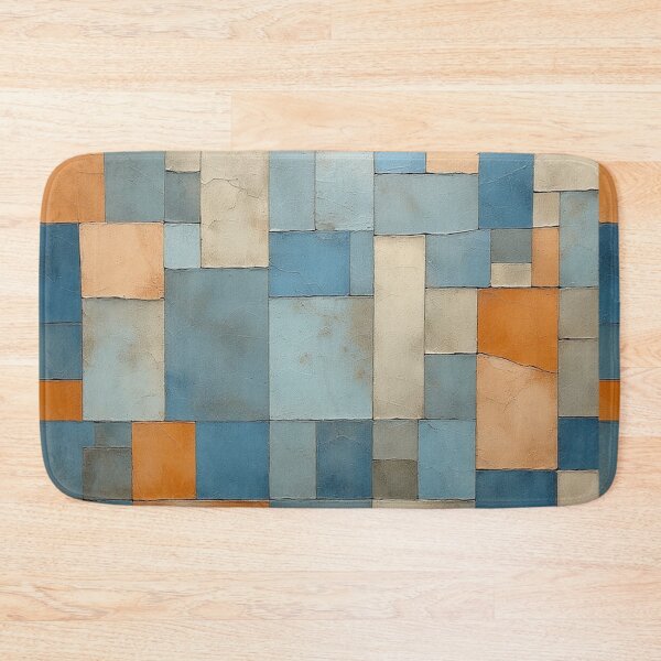 Item preview, Modern Geometric Mosaic in Blue and Warm Earth Tones designed and sold by Virtuals1.