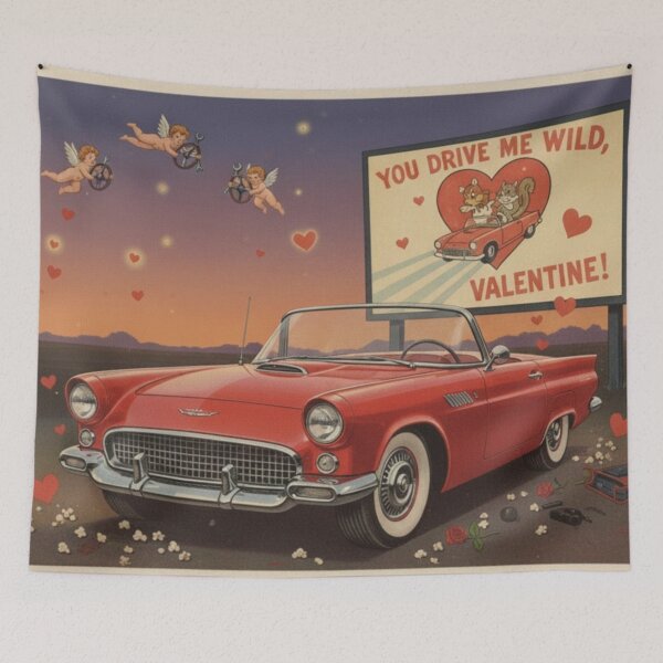 Item preview, You Drive Me Wild: Retro Red Thunderbird Valentine designed and sold by Art's Diner.