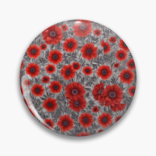 Item preview, Crimson Poppies on Gray – Seamless Botanical Floral Pattern designed and sold by Virtuals1.