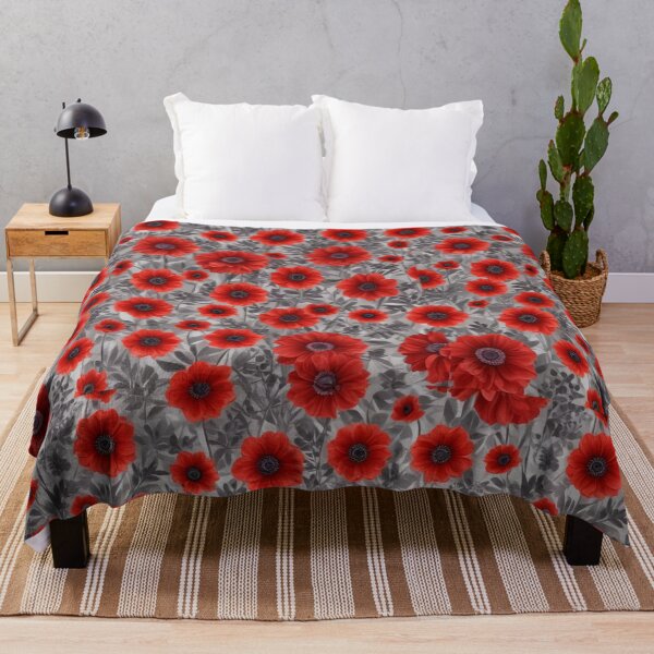 Item preview, Crimson Poppies on Gray – Seamless Botanical Floral Pattern designed and sold by Virtuals1.