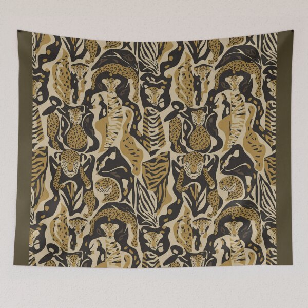Item preview, Textile pattern vintage animal prints bold statement home decor designed and sold by BlueLineLAX.