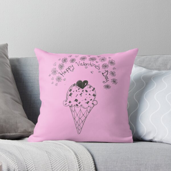 Item preview, Happy Valentine's Day Happy Valentine's Day Ice Cream Cone Hand Drawn Art designed and sold by Uplifting Vib'n Design and Decor .