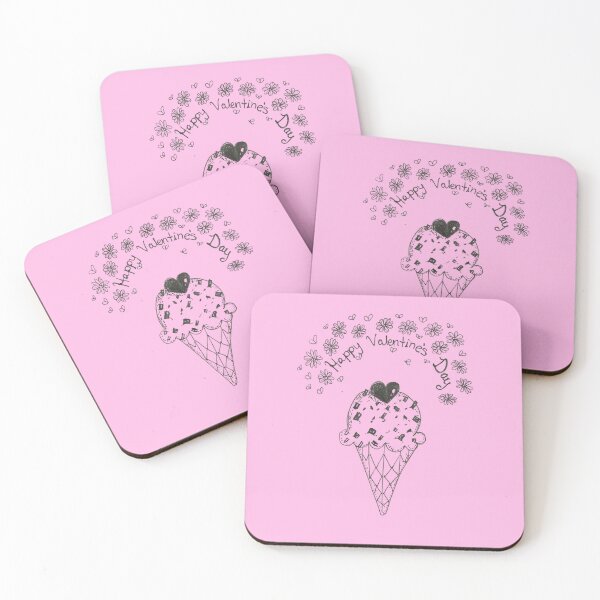Item preview, Happy Valentine's Day Happy Valentine's Day Ice Cream Cone Hand Drawn Art designed and sold by Uplifting Vib'n Design and Decor .