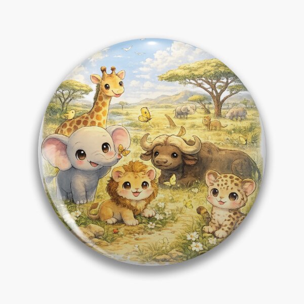 Item preview, Out of Africa – Kawaii African Safari Big Five Cute Wildlife Illustration designed and sold by Paws-nd-Prints.