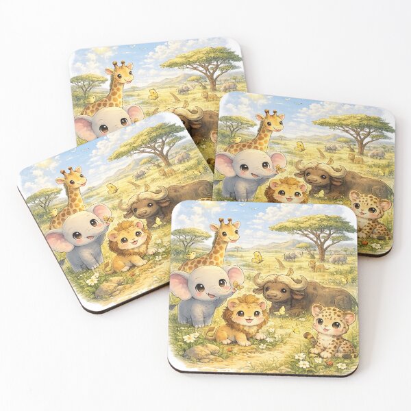 Item preview, Out of Africa – Kawaii African Safari Big Five Cute Wildlife Illustration designed and sold by Paws-nd-Prints.