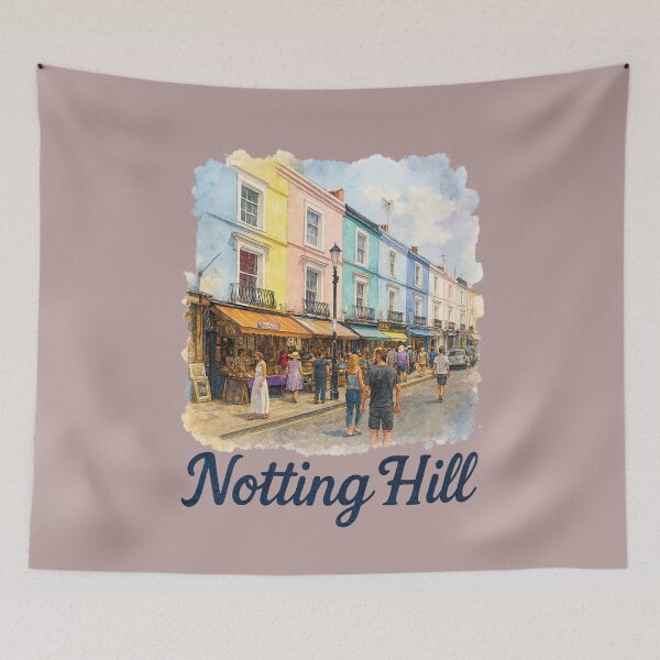 Item preview, Notting Hill London Street – Colorful Travel Art designed and sold by IsyLaneDesign.