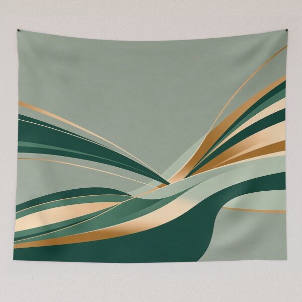 Item preview, Organic Flow – Abstract Curves in Green and Gold designed and sold by Cristhian Almanza.