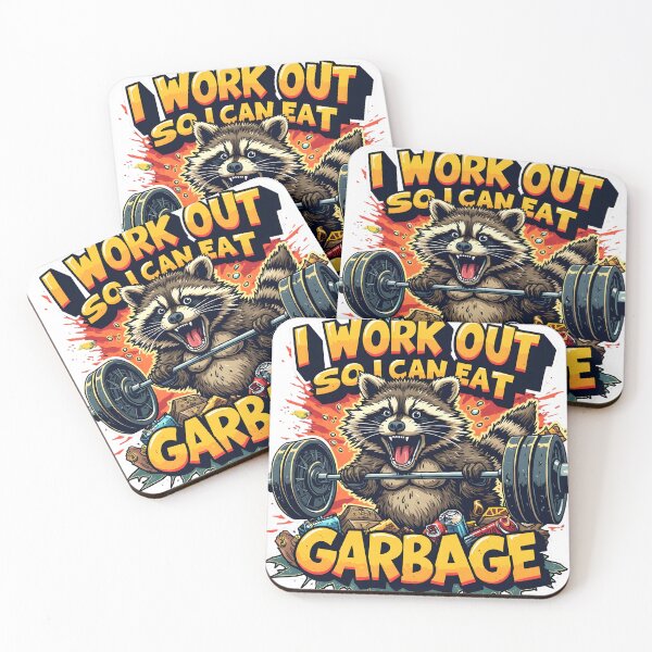 Item preview, I Work Out So I Can Eat Garbage Funny Raccoon Gym Meme designed and sold by CraftRealm.