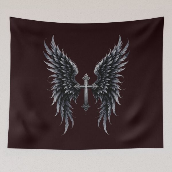 Item preview, Gothic Angel Wings Cross Black Dark Fantasy Tattoo Style designed and sold by Syrupulse.
