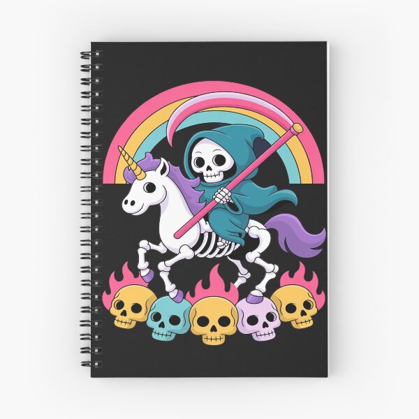 Item preview, Grim Reaper Riding Skeleton Unicorn Halloween Pastel Rainbow designed and sold by trinfhri.