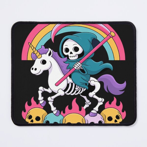 Item preview, Grim Reaper Riding Skeleton Unicorn Halloween Pastel Rainbow designed and sold by trinfhri.