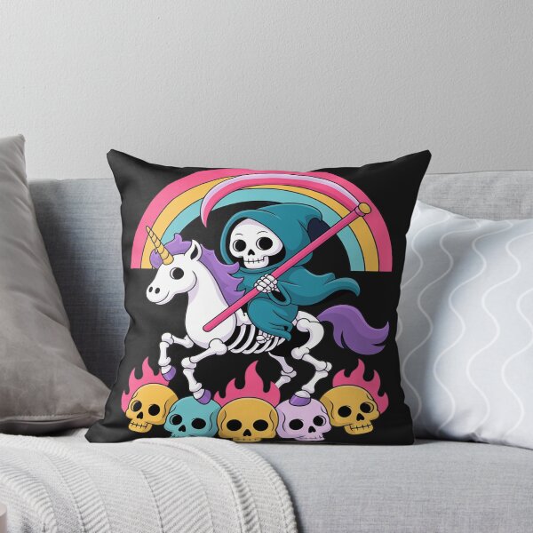 Item preview, Grim Reaper Riding Skeleton Unicorn Halloween Pastel Rainbow designed and sold by trinfhri.