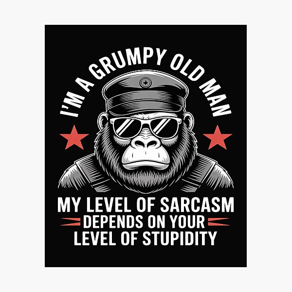 Item preview, Grumpy Old Man - My Level of Sarcasm Funny Monkey designed and sold by trinfhri.