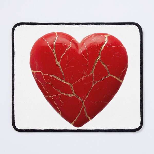 Item preview, kintsugi heart red precious stone designed and sold by KitCatCards.