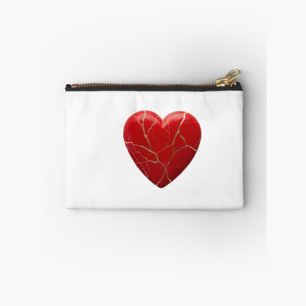 Item preview, kintsugi heart red precious stone designed and sold by KitCatCards.