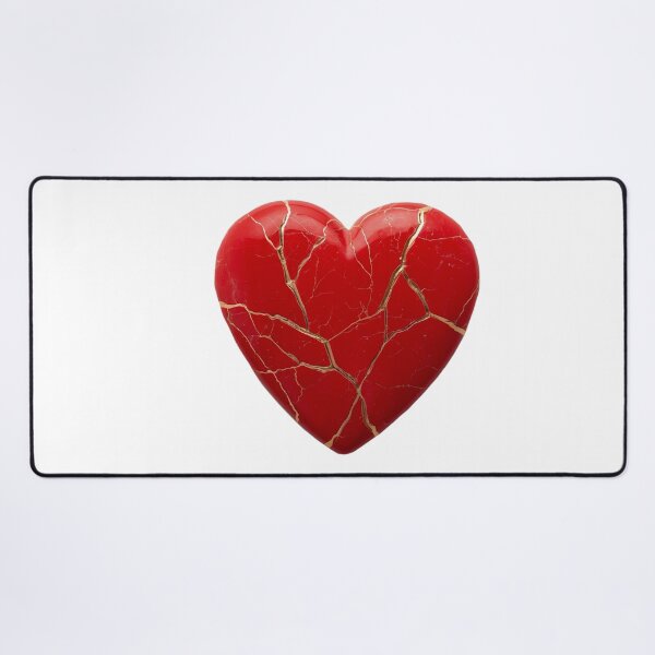 Item preview, kintsugi heart red precious stone designed and sold by KitCatCards.