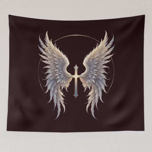 Item preview, Celestial Angel Wings Golden Cross Halo Ring Heavenly Glow designed and sold by Syrupulse.