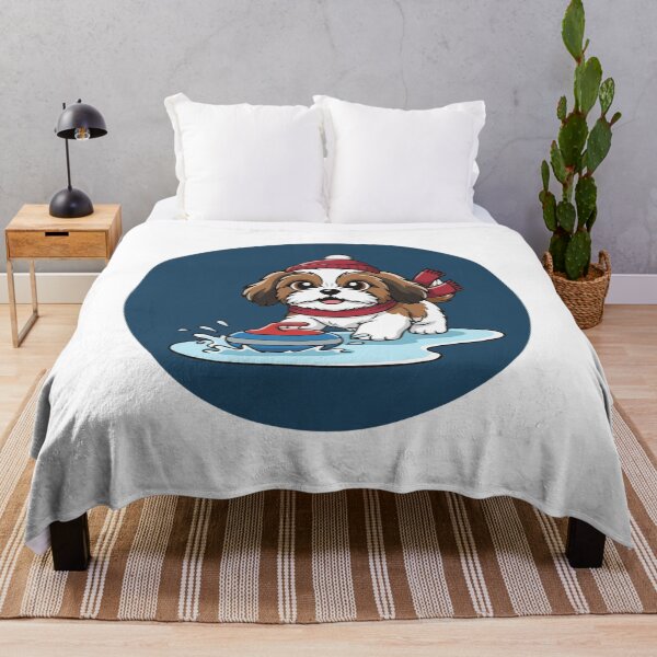 Item preview, Cute Shih Tzu Curling Puppy | Happy Winter Puppy designed and sold by The Real Life Symphony.