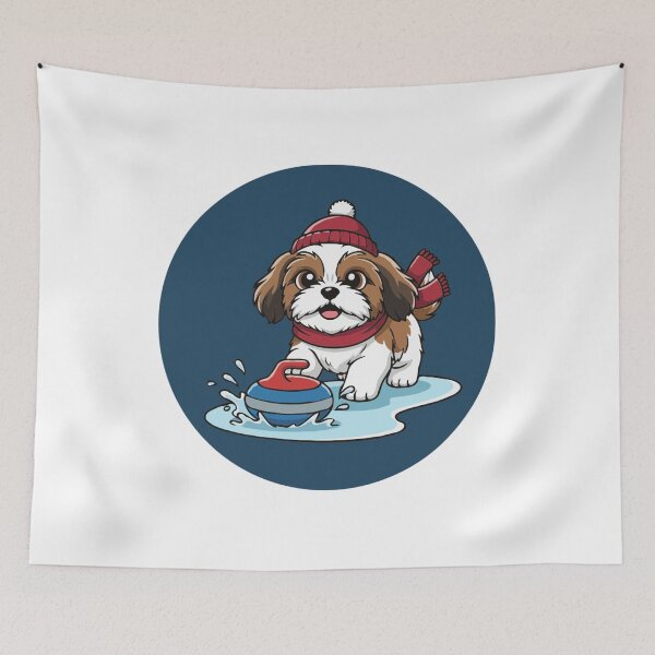 Item preview, Cute Shih Tzu Curling Puppy | Happy Winter Puppy designed and sold by The Real Life Symphony.