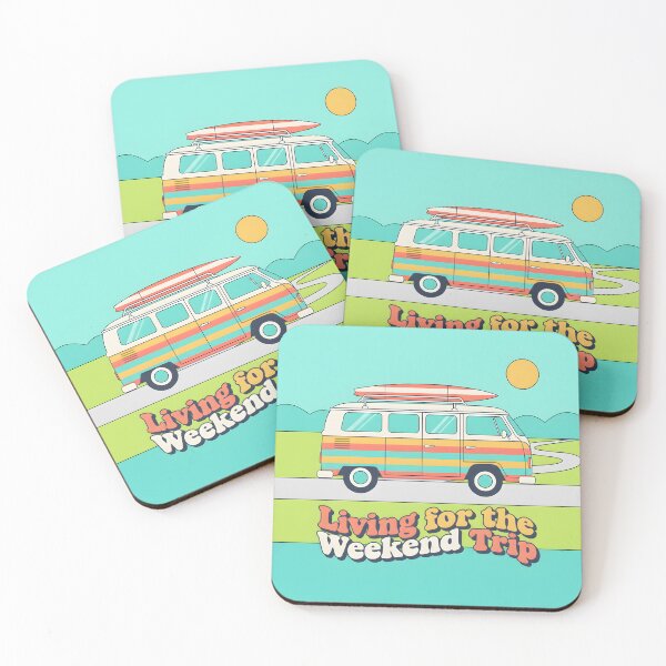Item preview, Retro Style Camper Van with Surfboard on Coastal Road designed and sold by homydesign.